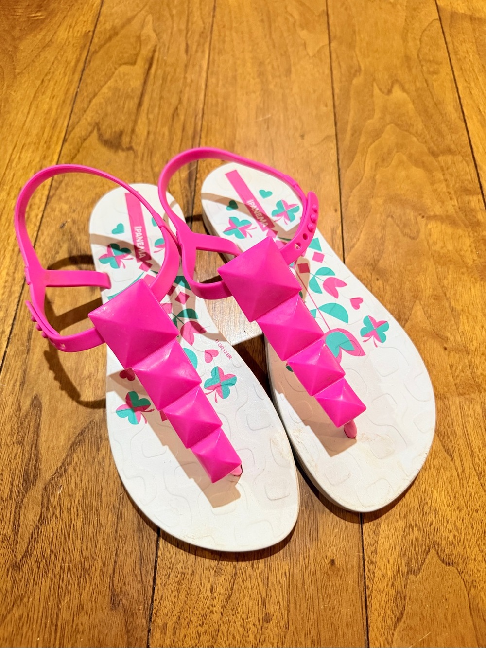 Ipanema Girls Butterfly Print Sandals White Pink Jelly Shoes Size 4